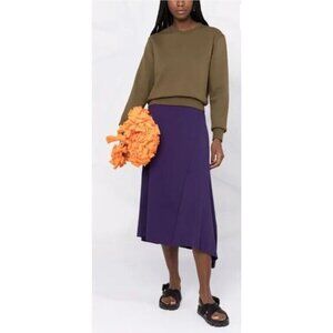 KENZO Handkerchief-Hem Kirt - Purple Skirt Sz M long Maxi Asymmetric Wool Bland